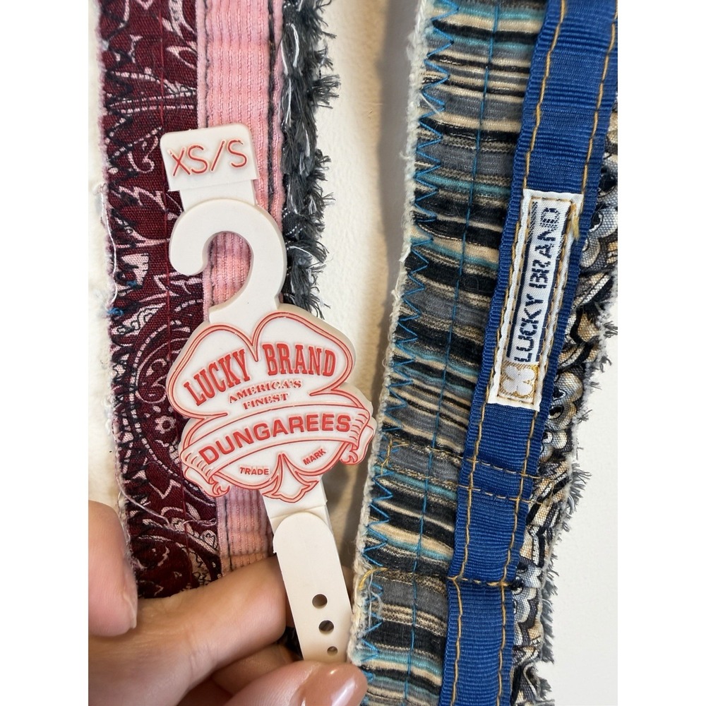 Vintage Y2K NWT Lucky Brand S/XS Patchwork Corduroy Frayed Boho Bohemian Belt